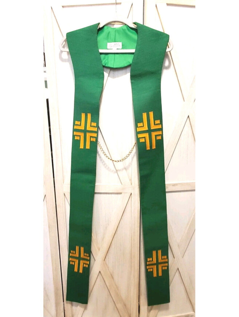 Clergy Liturgical Stole By Robert Gaspard - Green And Yellow